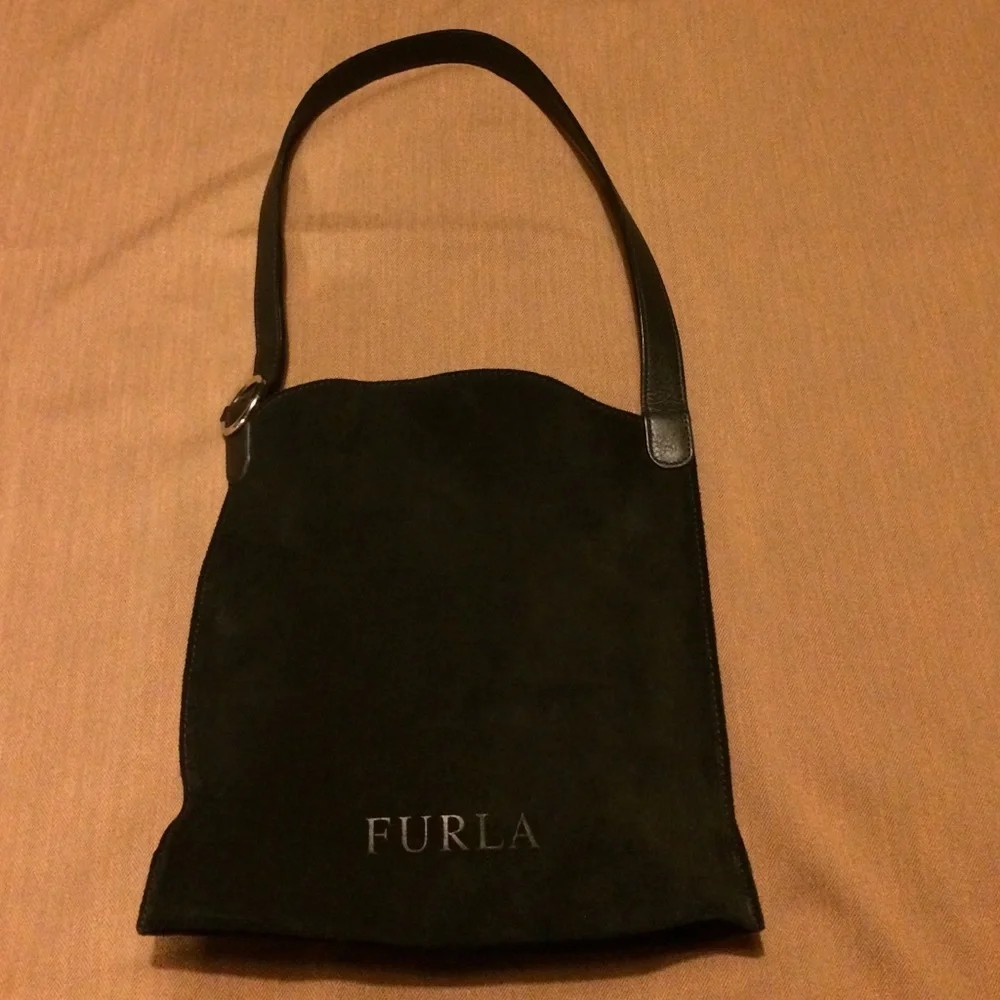 Furla Black Suede Shoulder Tote
